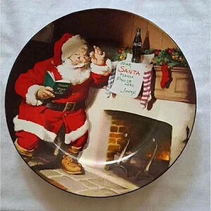 Coca Cola Sakura 8" Dessert Salad Christmas Holiday Santa Vintage…‎